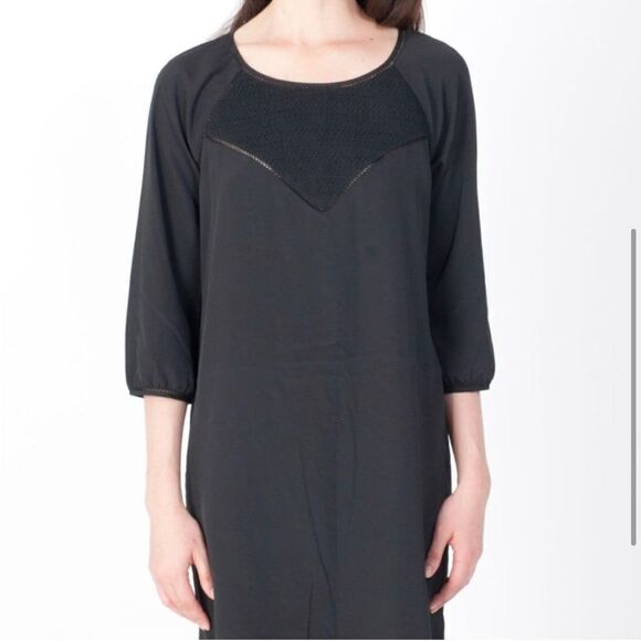 Maison SCOTCH & SODA Black Lace Insert H line Shift Dress- Size 1 (Small) - Picture 2 of 11